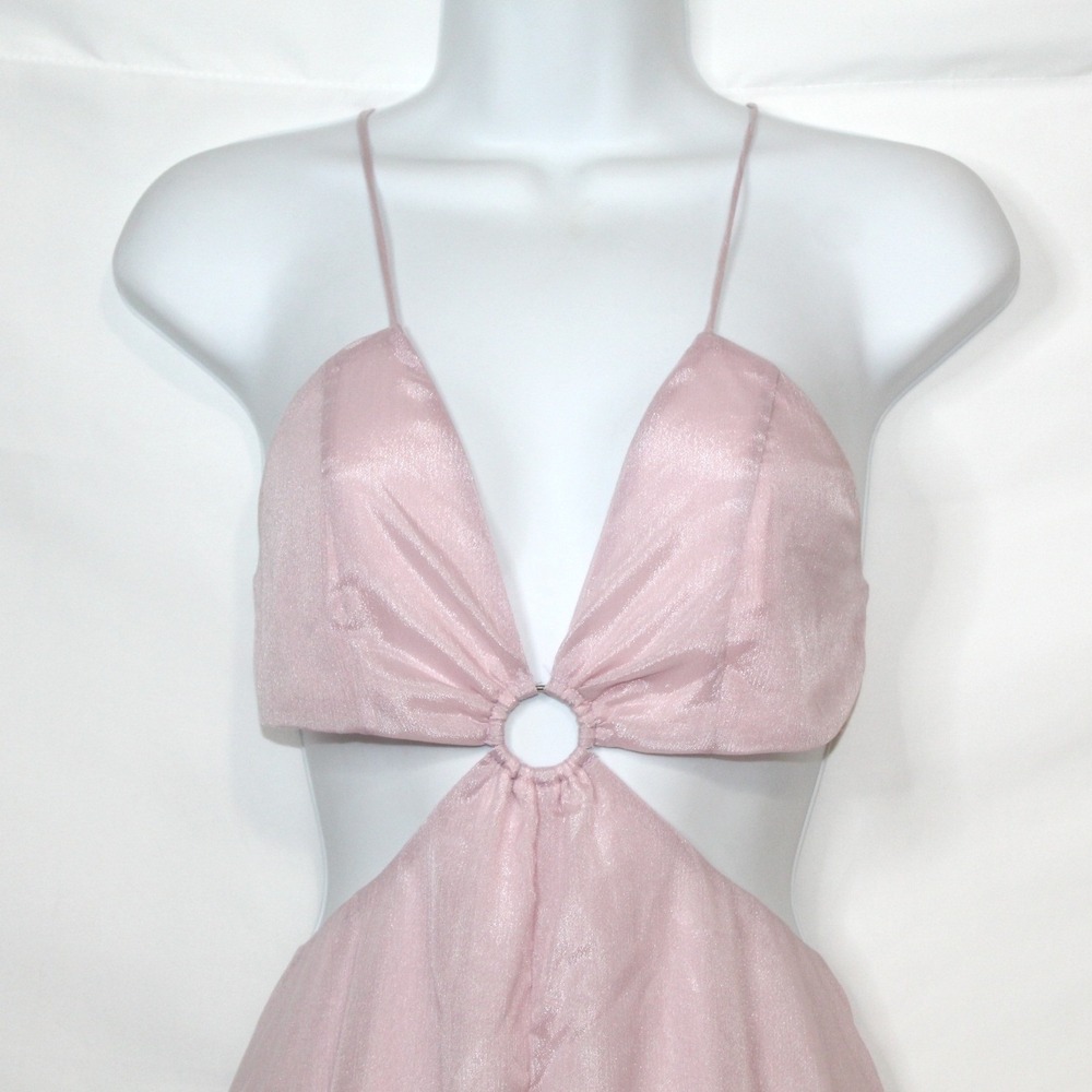 Lucy in the Sky women's pink chiffon cutout romper size M flowy mini summer - Picture 4 of 11